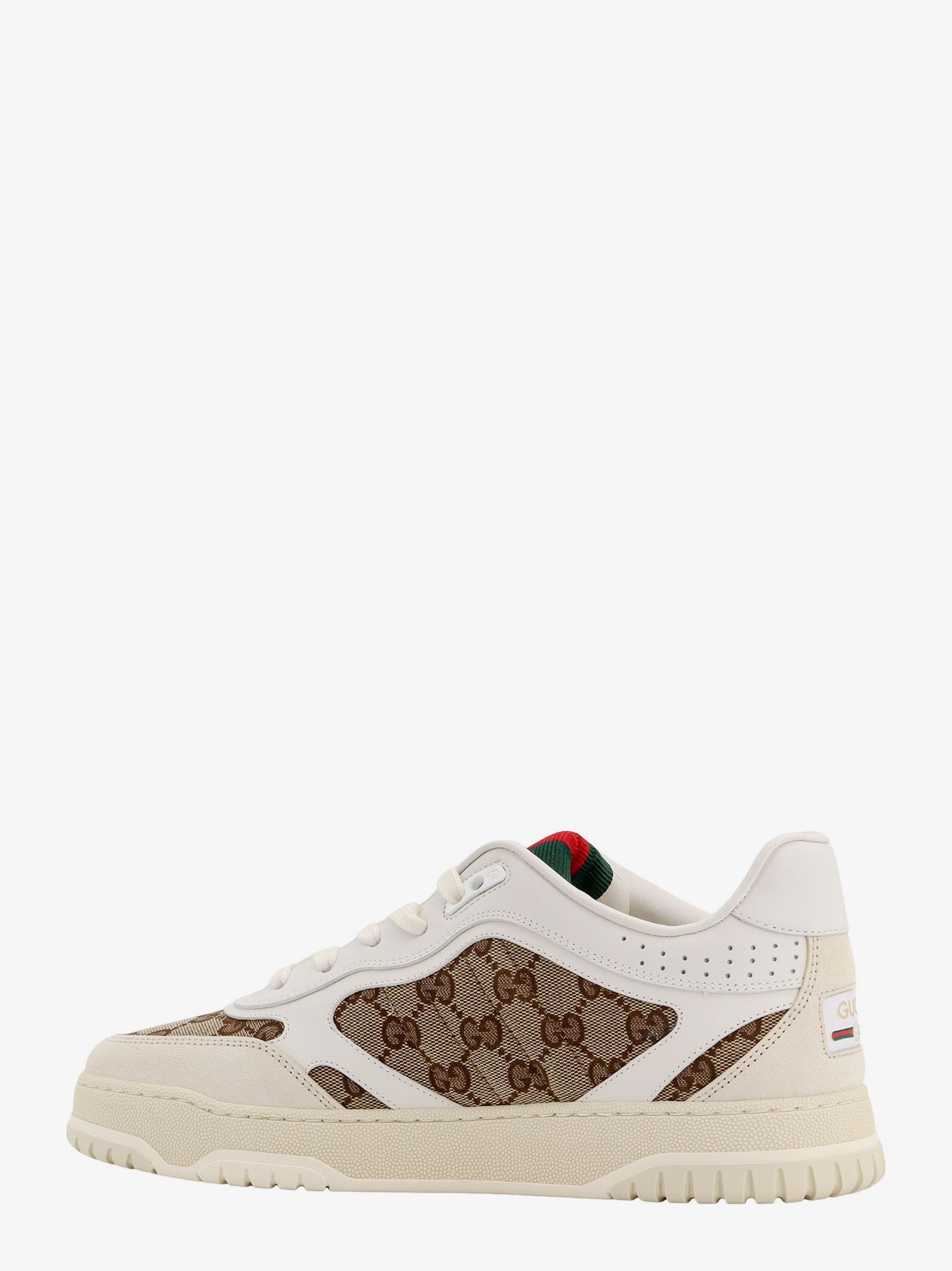 Gucci Re-Web low-top leather and suede sneakers with GG Supreme fabric inserts