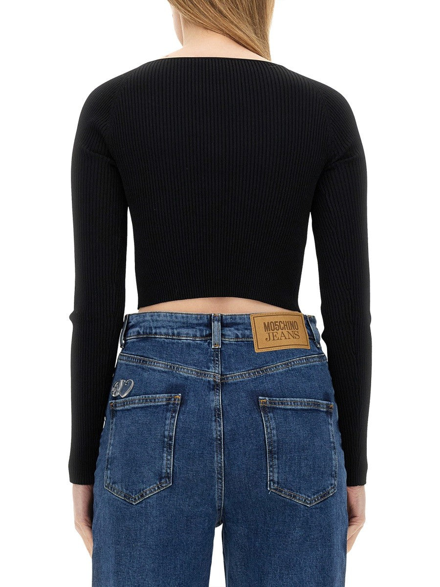 Moschino Jeans RIBBED CROP TOP