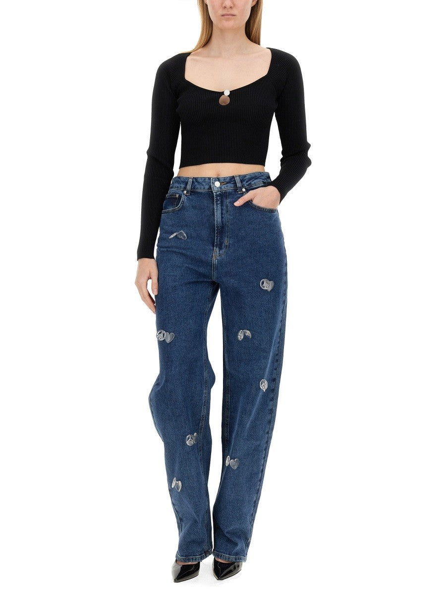 Moschino Jeans RIBBED CROP TOP