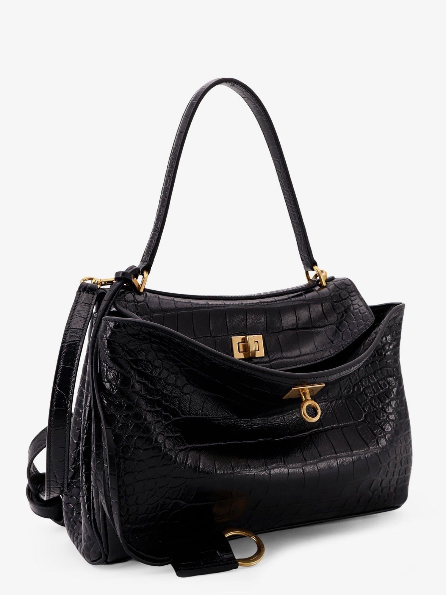 Balenciaga Rodeo skulderbag i skinn med krokodilleeffekt