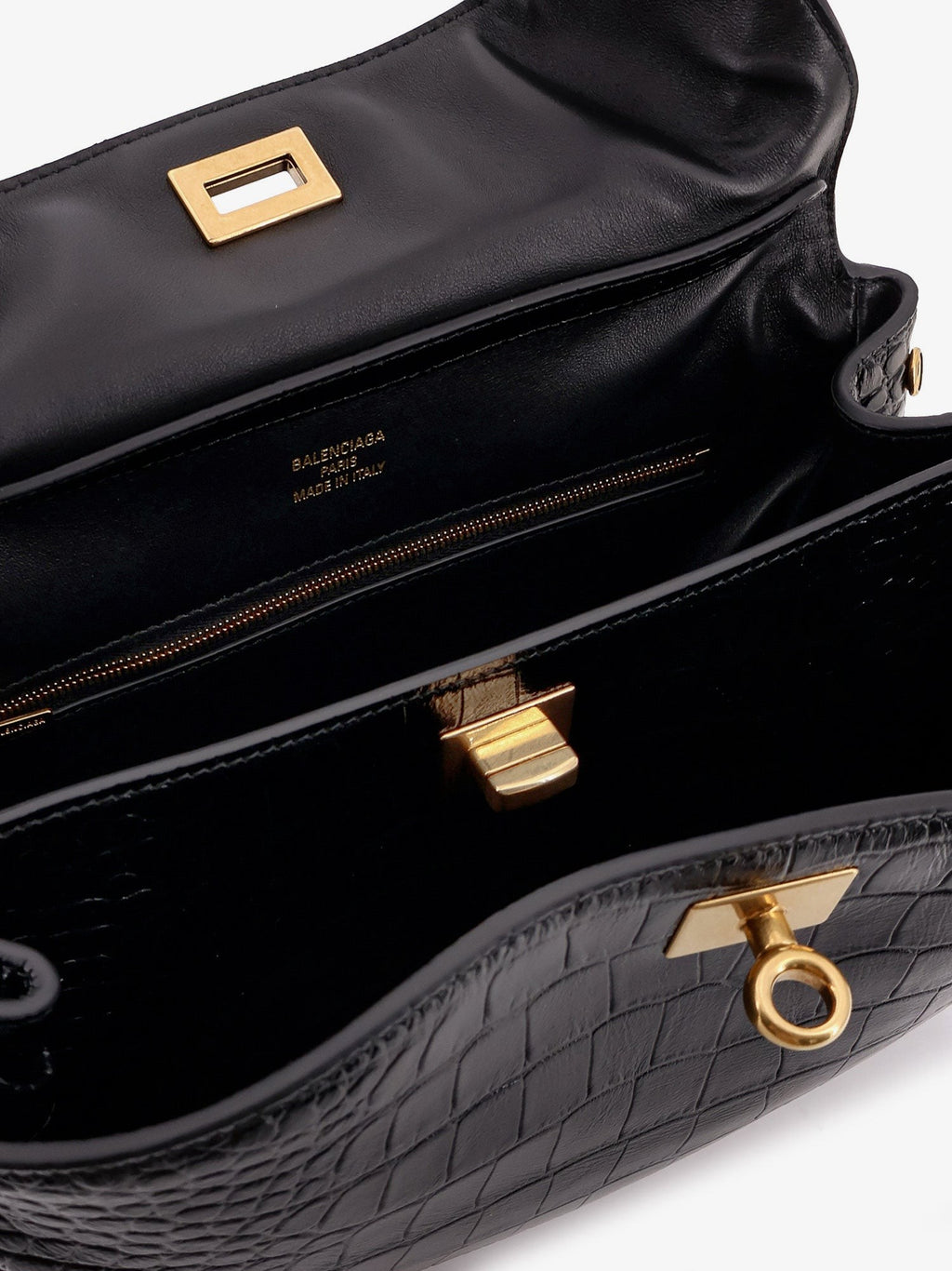 Balenciaga Rodeo skulderbag i skinn med krokodilleeffekt