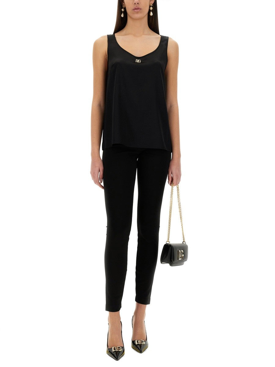 Dolce & Gabbana SATIN CAMISOLE TOP WITH LOGO
