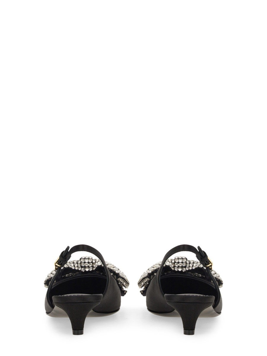 Dolce & Gabbana SATIN SLING-BACK WITH RHINESTONE EMBROIDERY