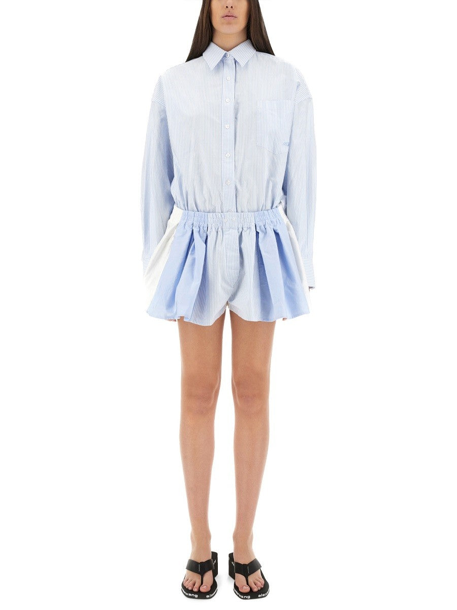 Alexander Wang SHORT STRIPED OVERALLS