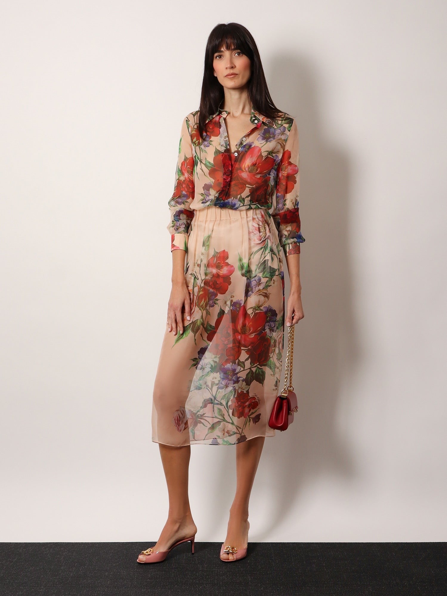 スカート DOLCE & GABBANA Silk skirt with iconic floral print Rosa Silk skirt with iconic floral print DOLCE & GABBANA - Nugnes1920