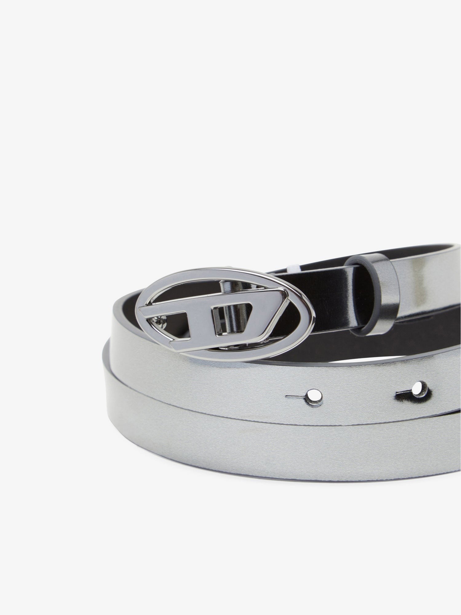 ベルト DIESEL Silver leather belt Argento B-1DR Woman: leather Belt with silver D logo buckle | Diesel