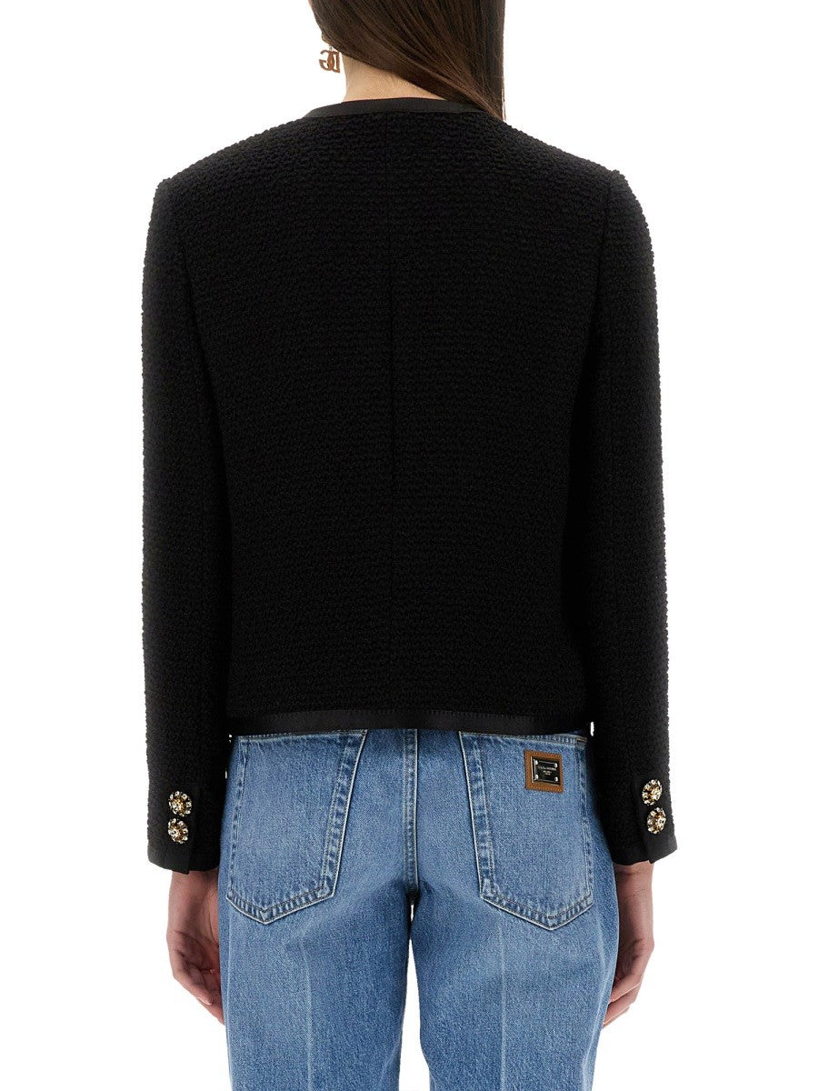 Dolce & Gabbana VESTE COURTE DROITE EN TWEED BOUCLÉ