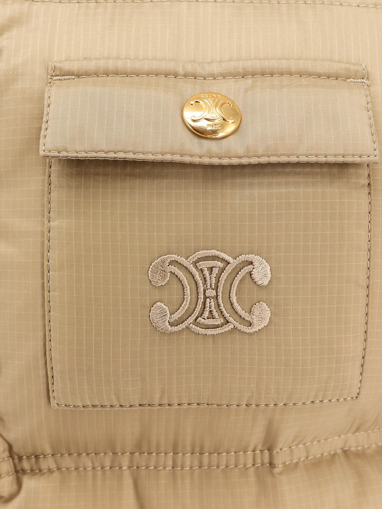 Celine Sleeveless down jacket with Triomphe patch