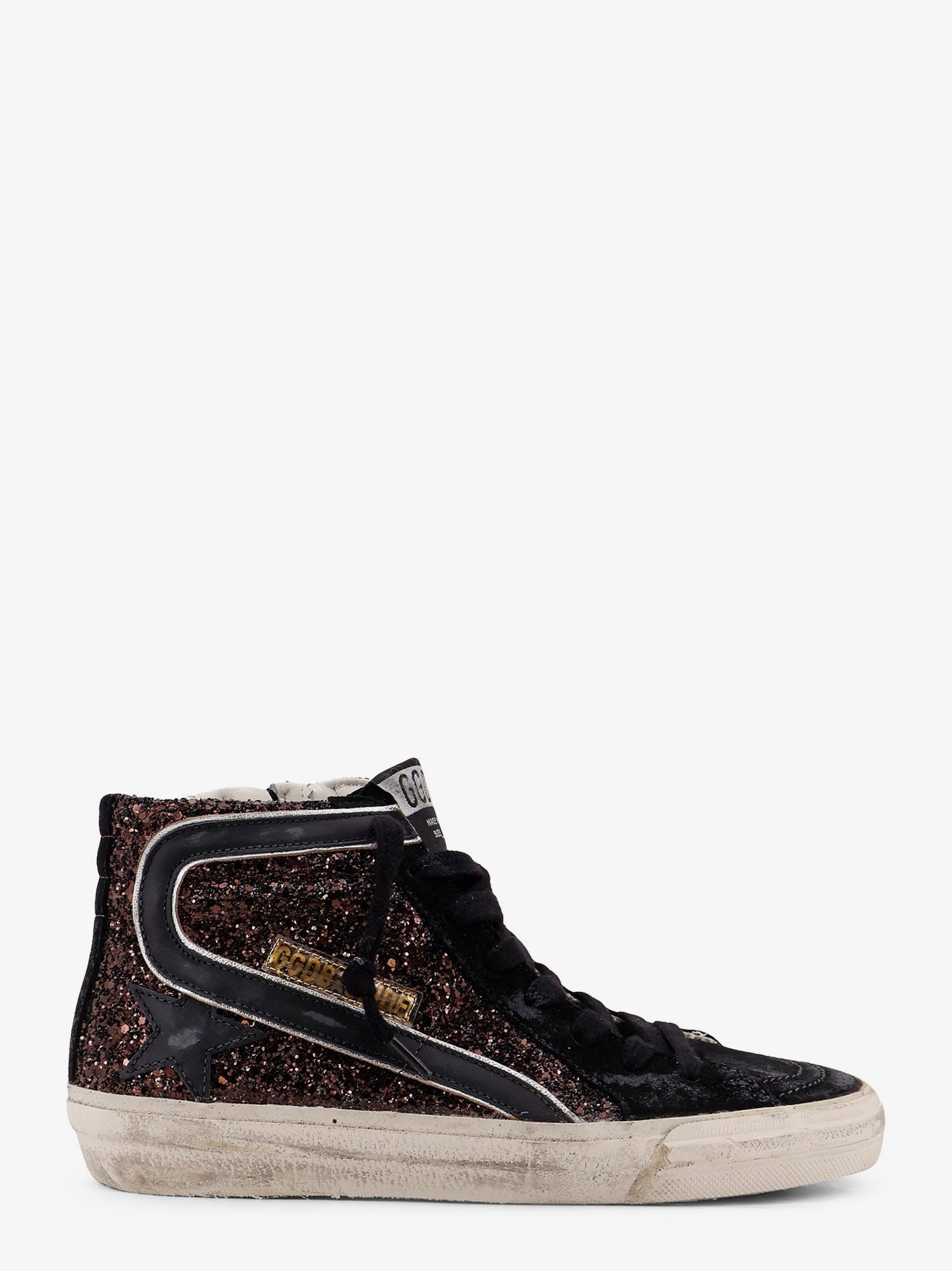 Golden Goose Deluxe Brand Slide Classic suede high-top sneakers with glitter inserts