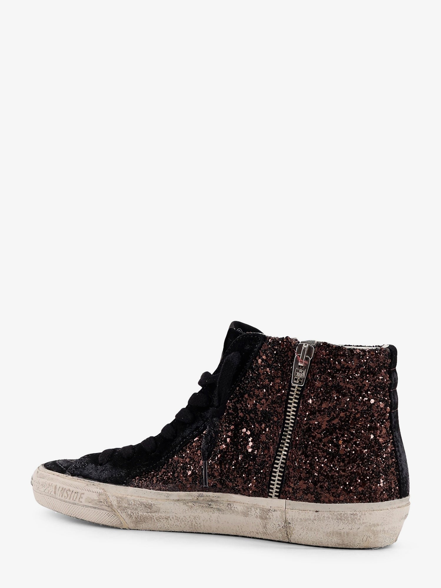 Golden Goose Deluxe Brand Slide Classic suede high-top sneakers with glitter inserts
