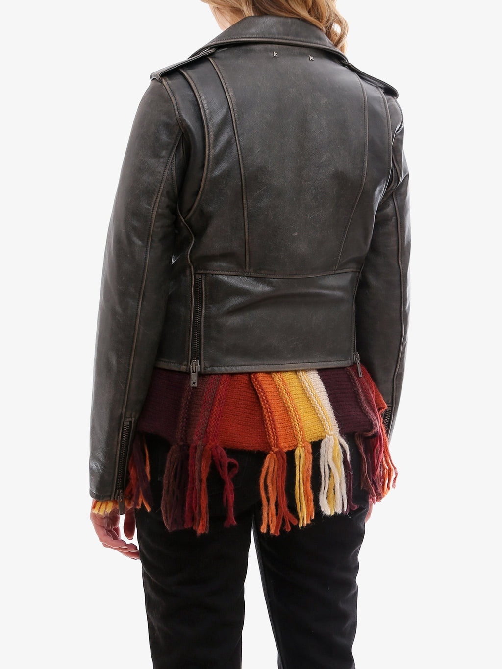 Golden Goose Deluxe Brand Slim fit Destiny lived-in effect leather biker