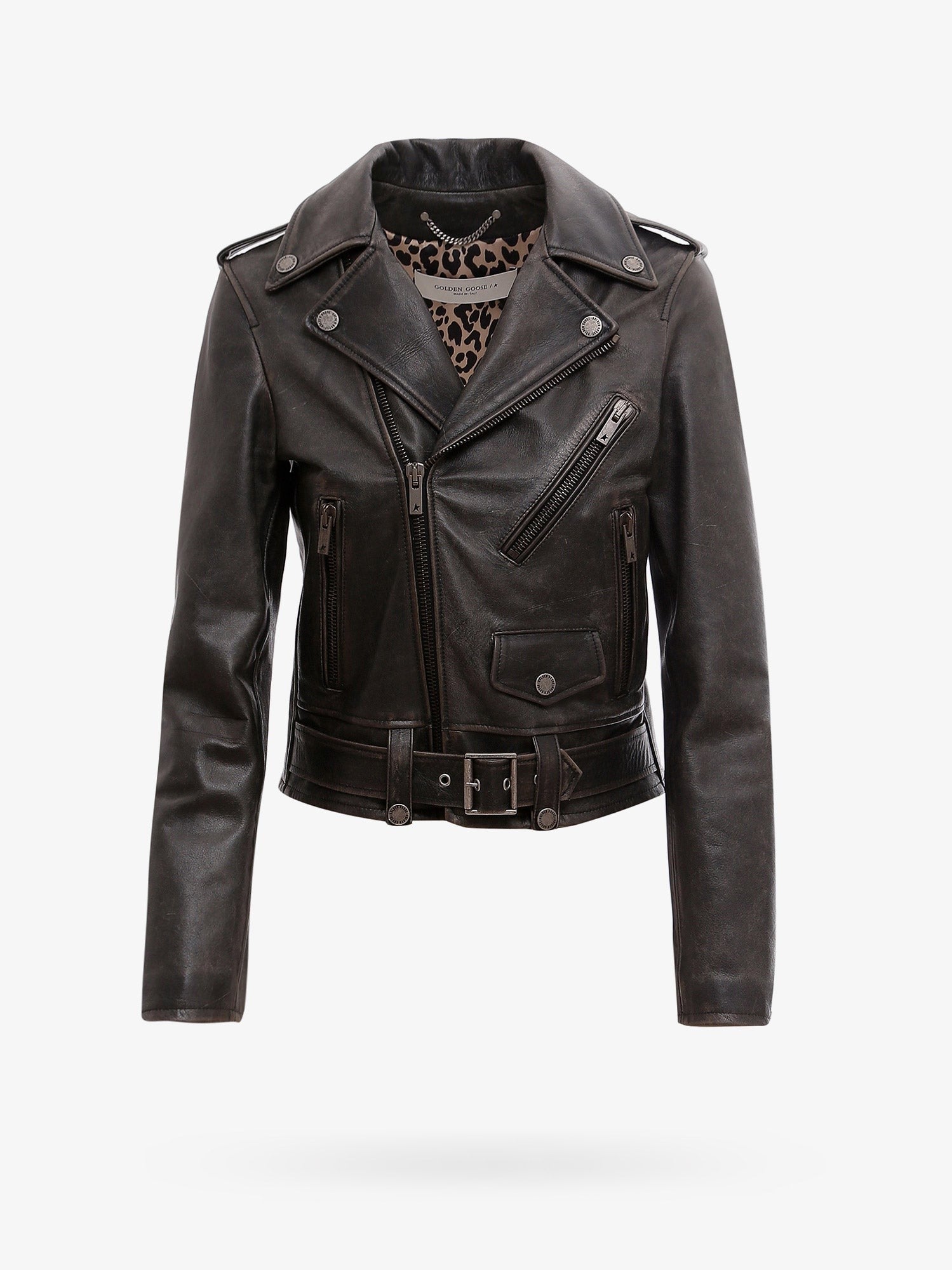 Golden Goose Deluxe Brand Slim fit Destiny lived-in effect leather biker