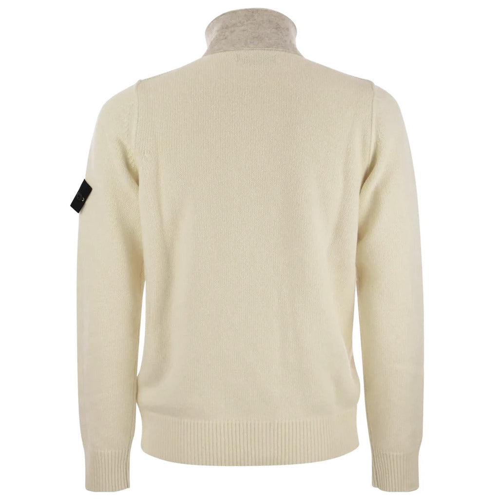 Back view of the Stone Island beige wool blend knitwear jumper.

