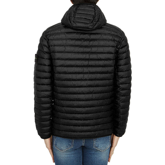 Back view of the Stone Island black nylon down puffer jacket