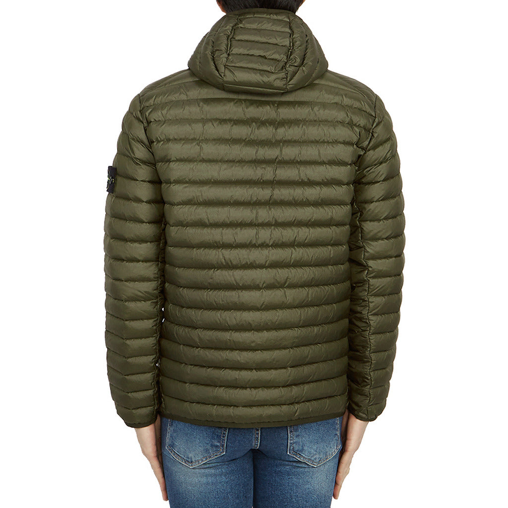 Back view of the Stone Island green nylon down puffer jacket.
