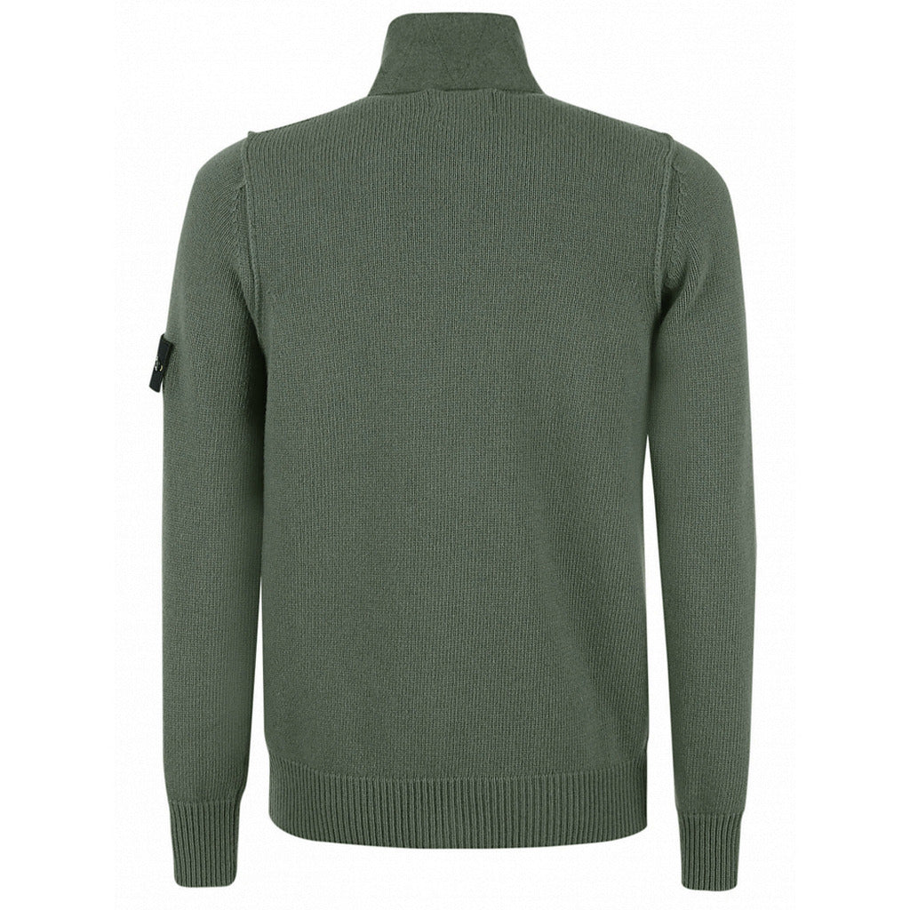 Back view of the Stone Island green wool blend knitwear jumper.
