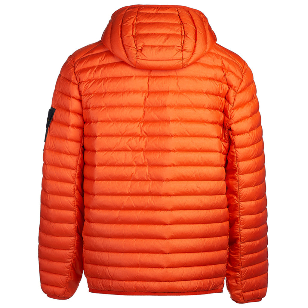 Back view of the Stone Island bright orange nylon down puffer jacket.
