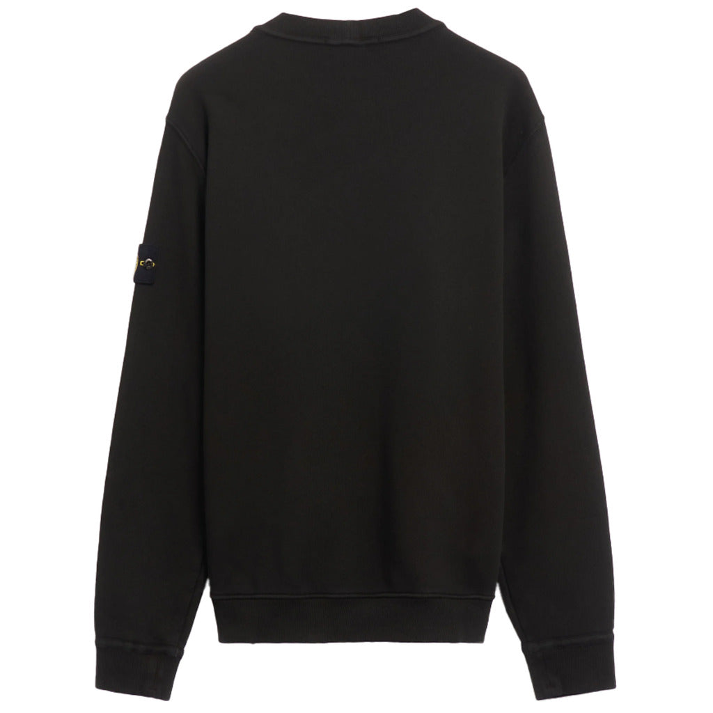 Back view of the Stone Island organic cotton fleece sweatshirt showing lunette detail area.
