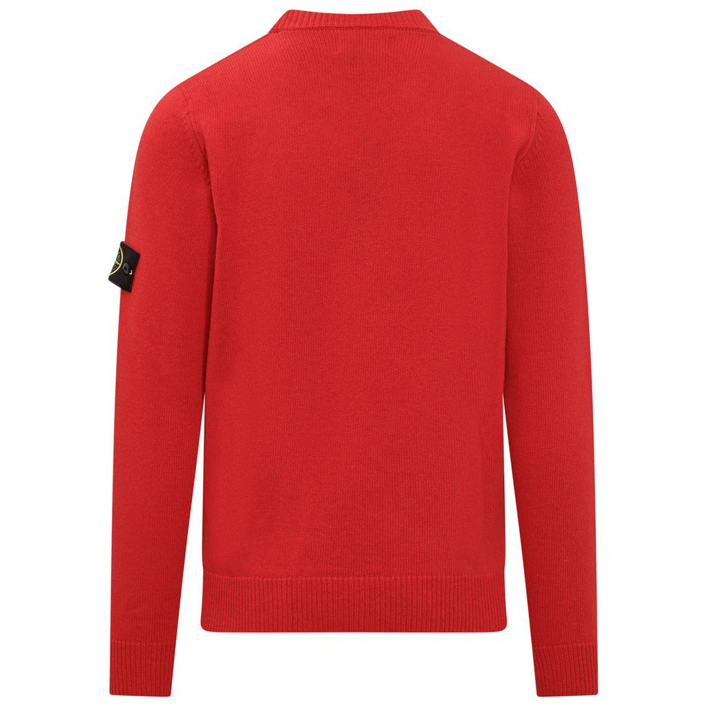 Back view of the Stone Island red wool blend crewneck sweater