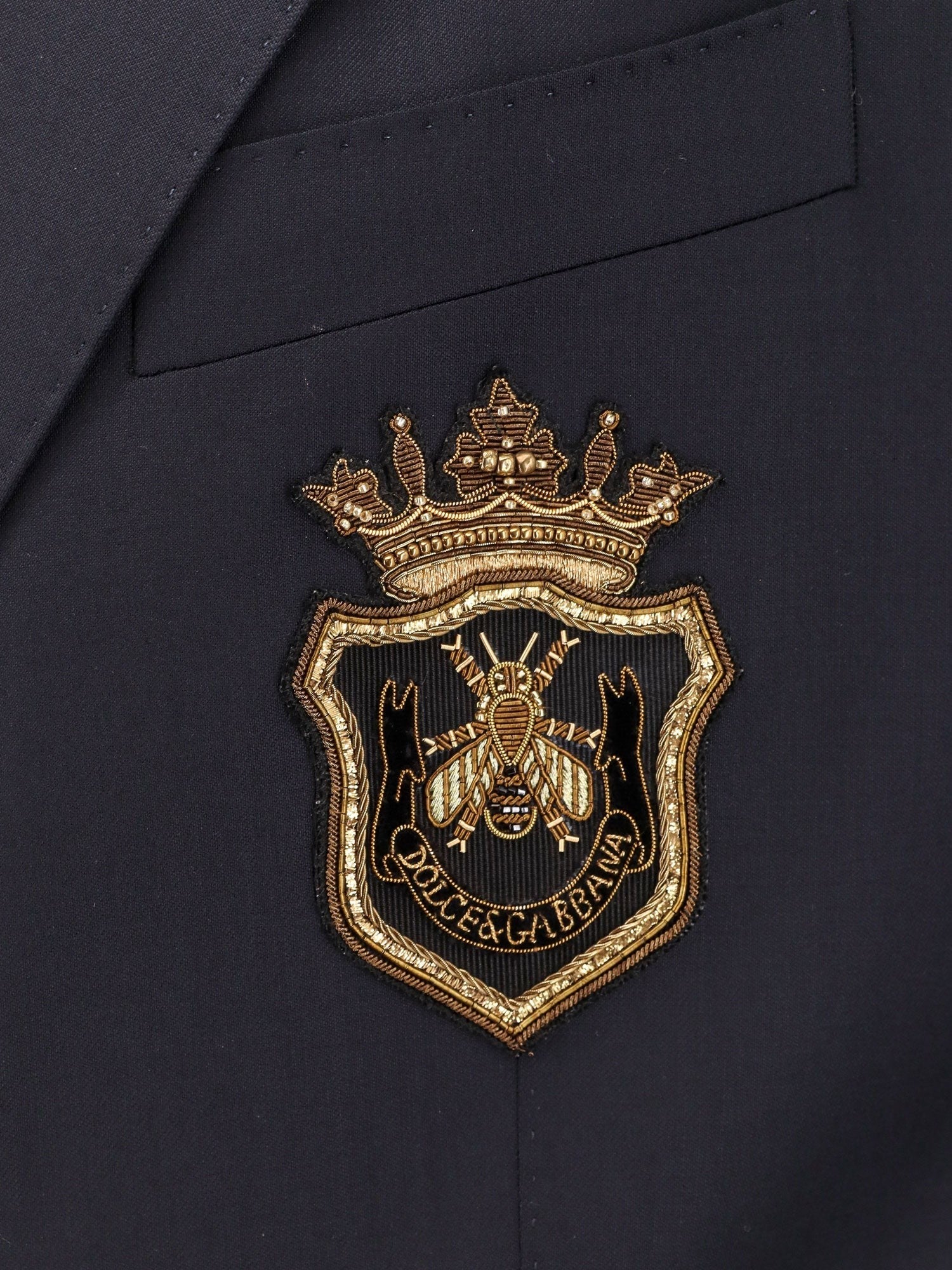Dolce & Gabbana Stretch virgin wool blazer with frontal logo patch