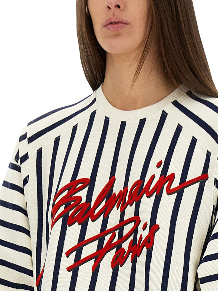 Balmain GESTREIFTES BASEBALL-T-SHIRT