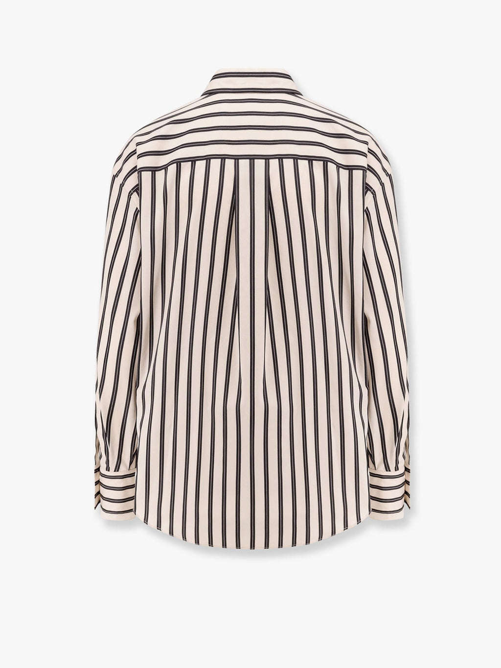 Brunello Cucinelli Gestreiftes Hemd aus Baumwolle und Seide mit Stickerei
