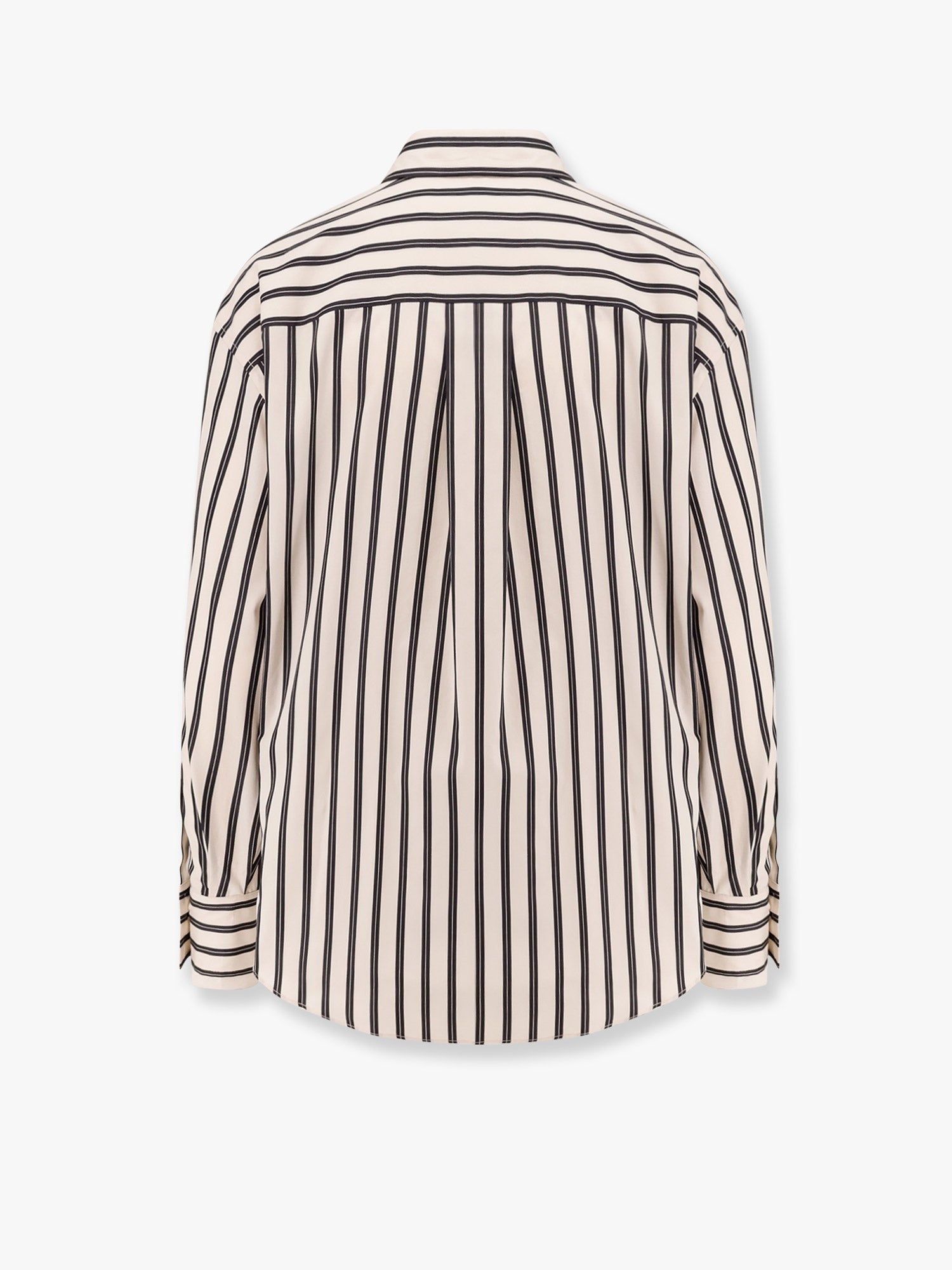 Brunello Cucinelli Gestreiftes Hemd aus Baumwolle und Seide mit Stickerei