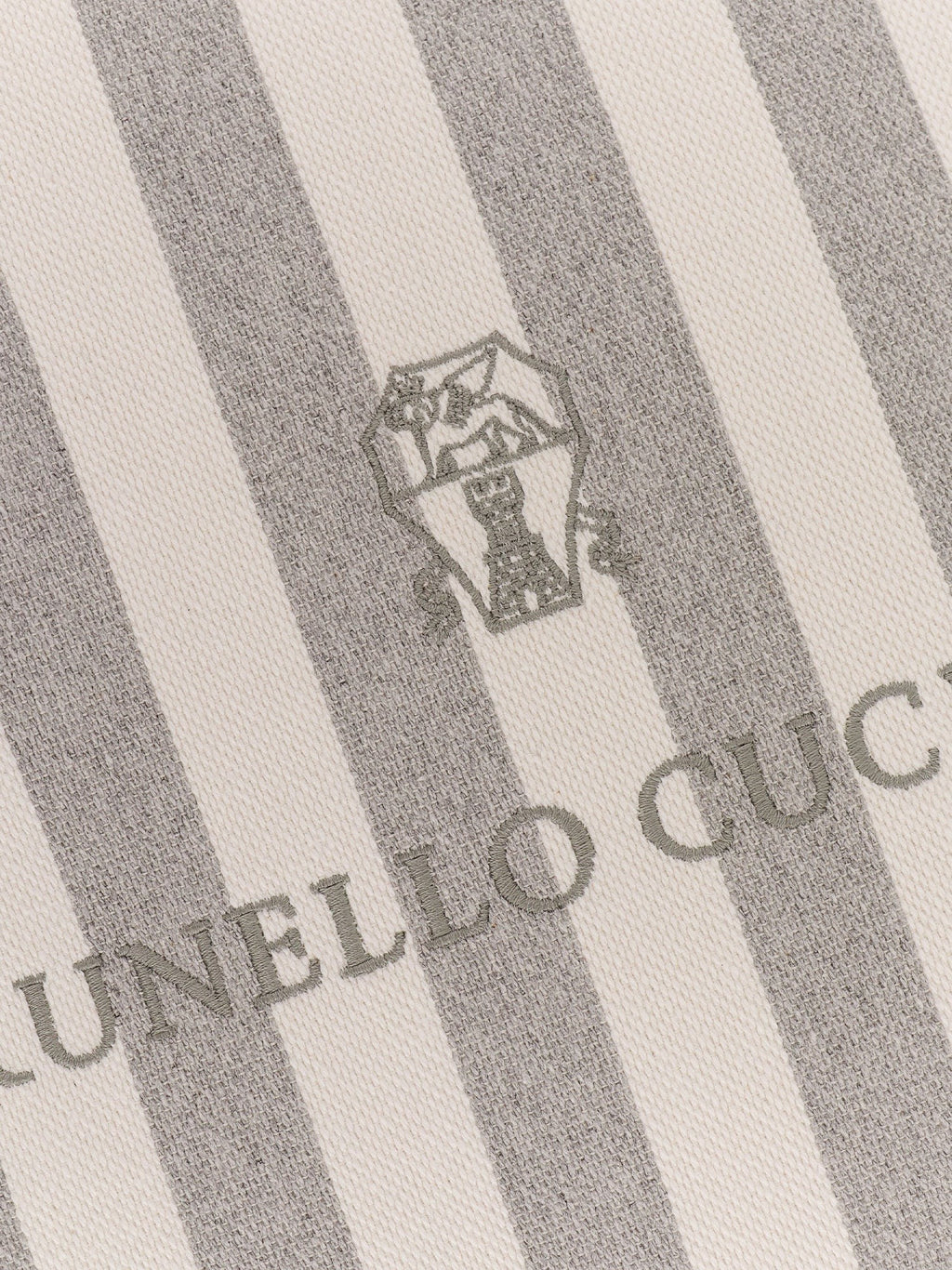 Brunello Cucinelli Gestreiftes Baumwollmisch-Kissen mit Logo