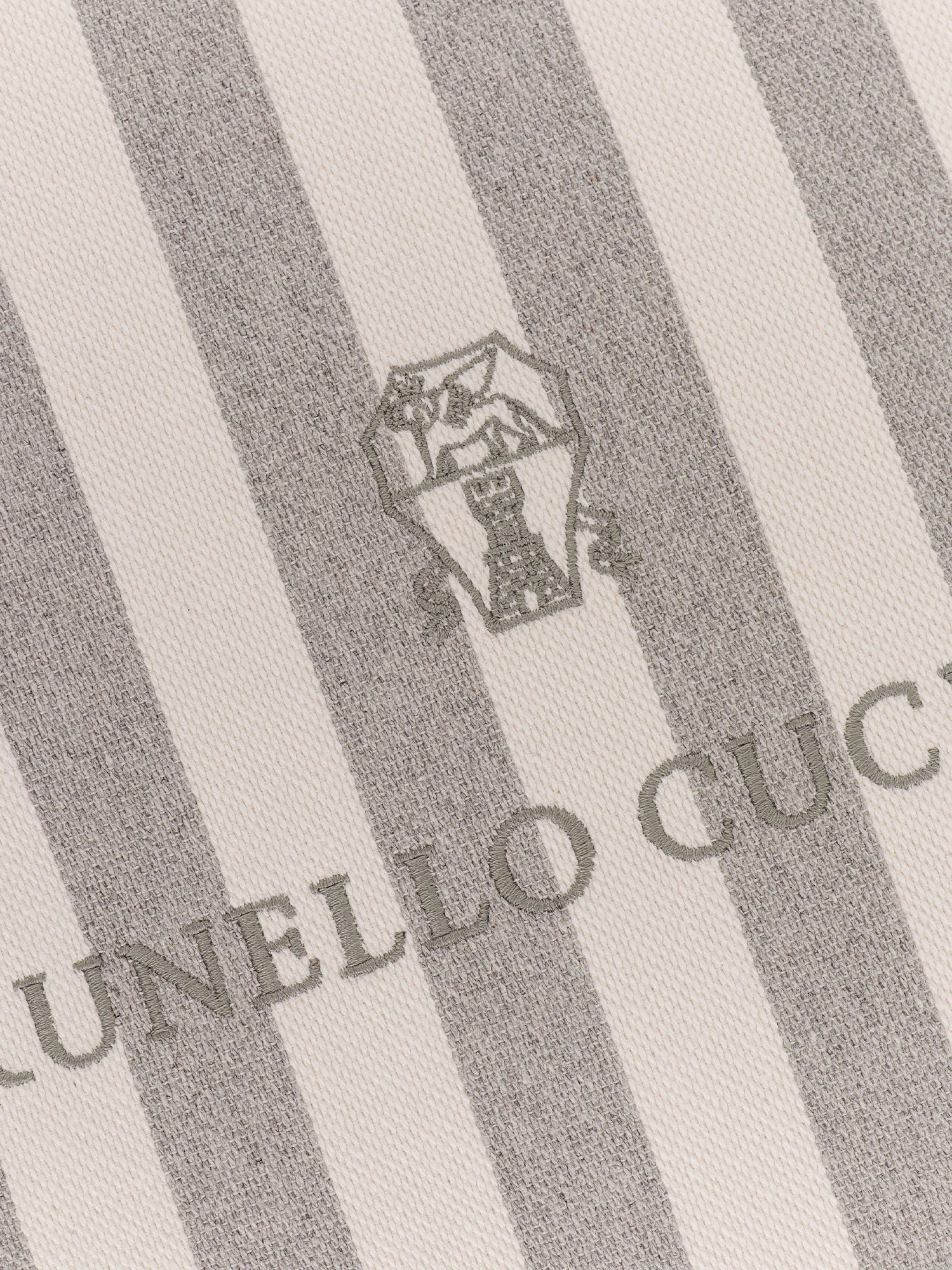 Brunello Cucinelli Gestreiftes Baumwollmisch-Kissen mit Logo