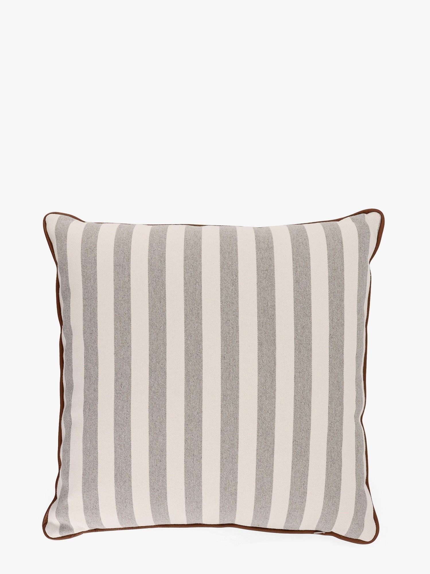Brunello Cucinelli Gestreiftes Baumwollmisch-Kissen mit Logo