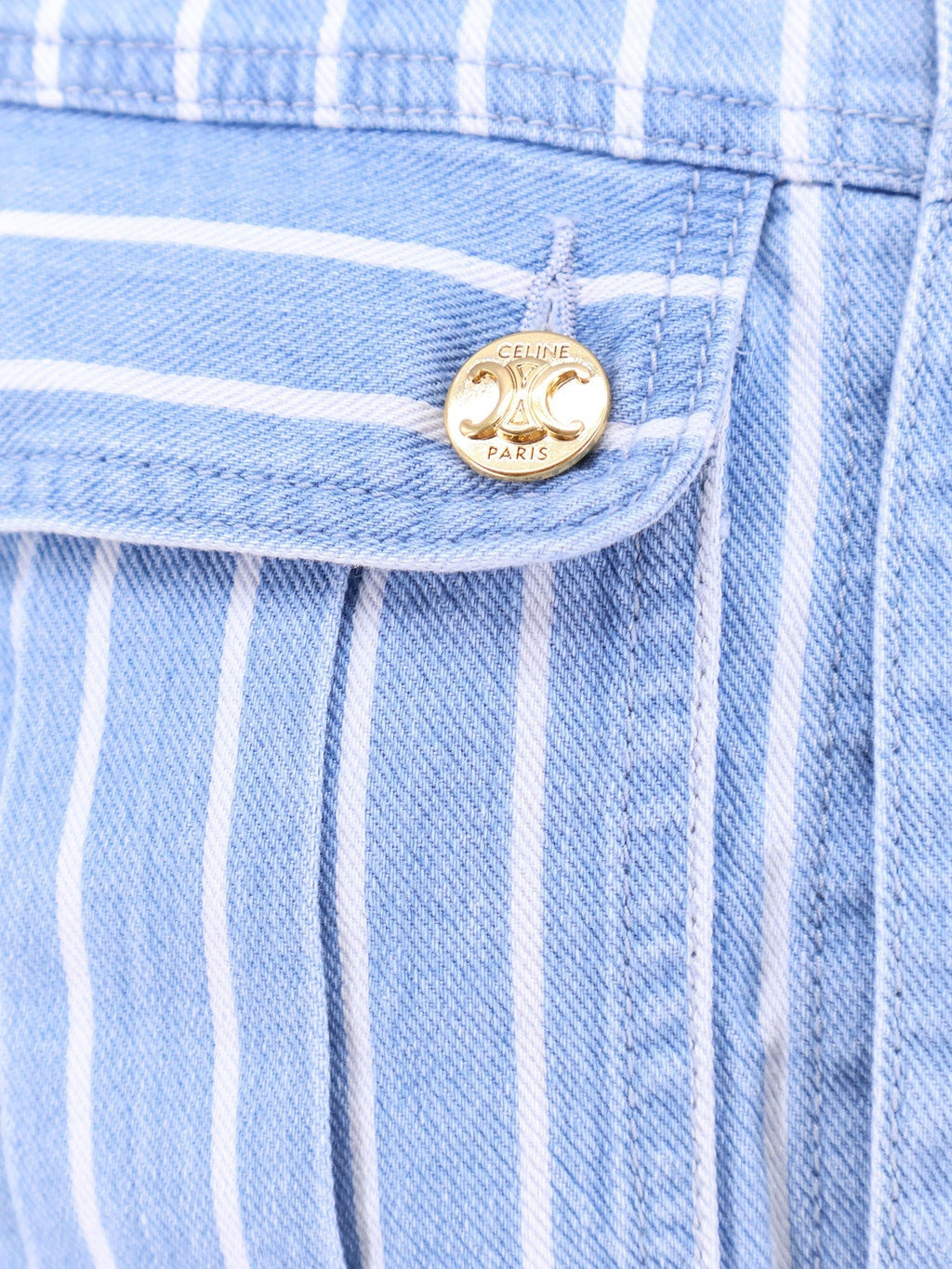 Celine Pruhovaná bavlněná bunda s knoflíky Triomphe
