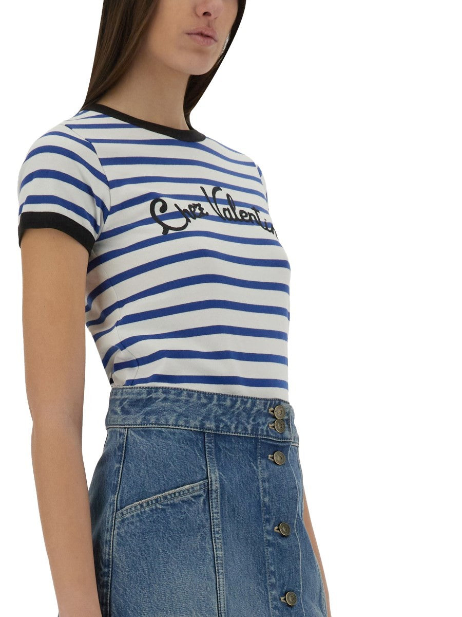 Valentino T-SHIRT Z BAWEŁNIANEGO DŻERSEJU W PASKI