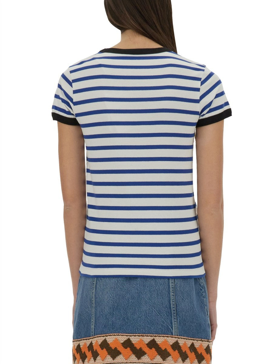Valentino T-SHIRT Z BAWEŁNIANEGO DŻERSEJU W PASKI