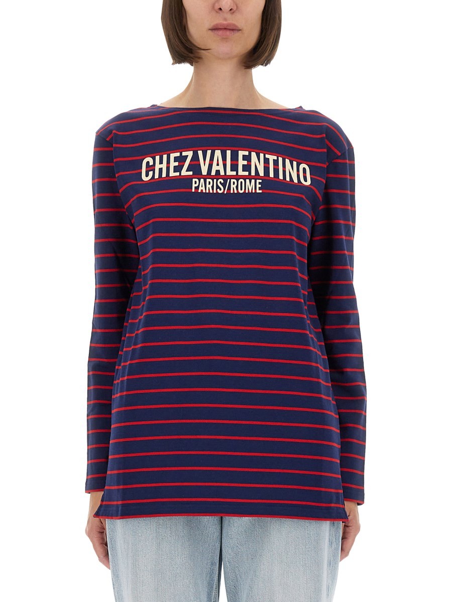 Valentino STRIPED COTTON JERSEY T-SHIRT