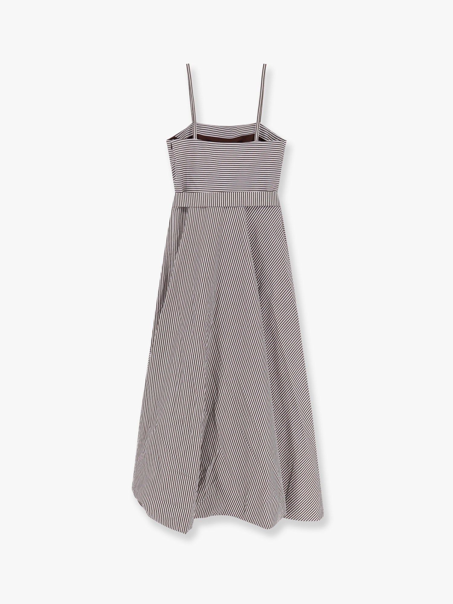 Brunello Cucinelli Vestido largo de algodón a rayas con panel ancho