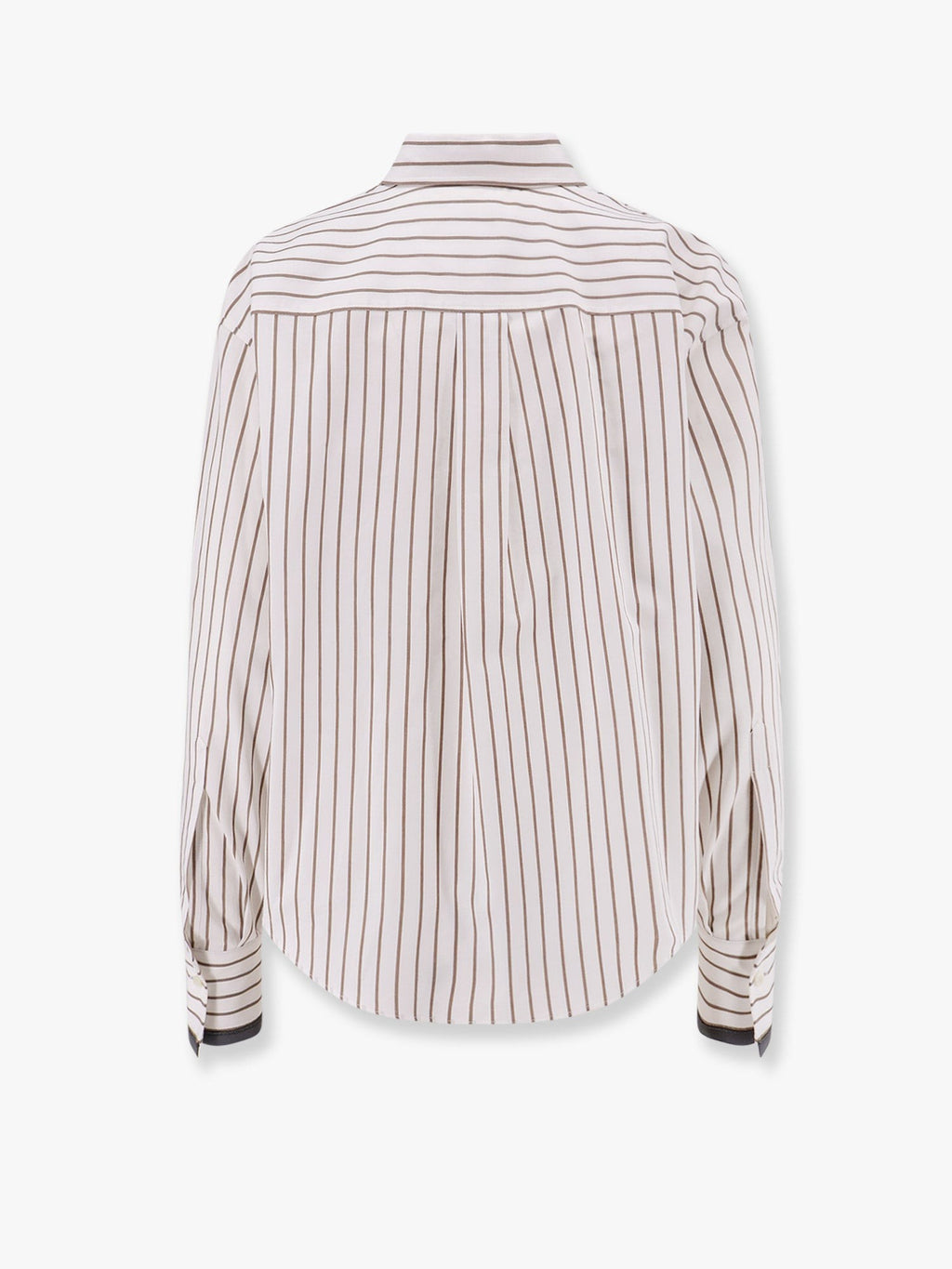 Brunello Cucinelli Stripet bomullsskjorte med Monili-detalj