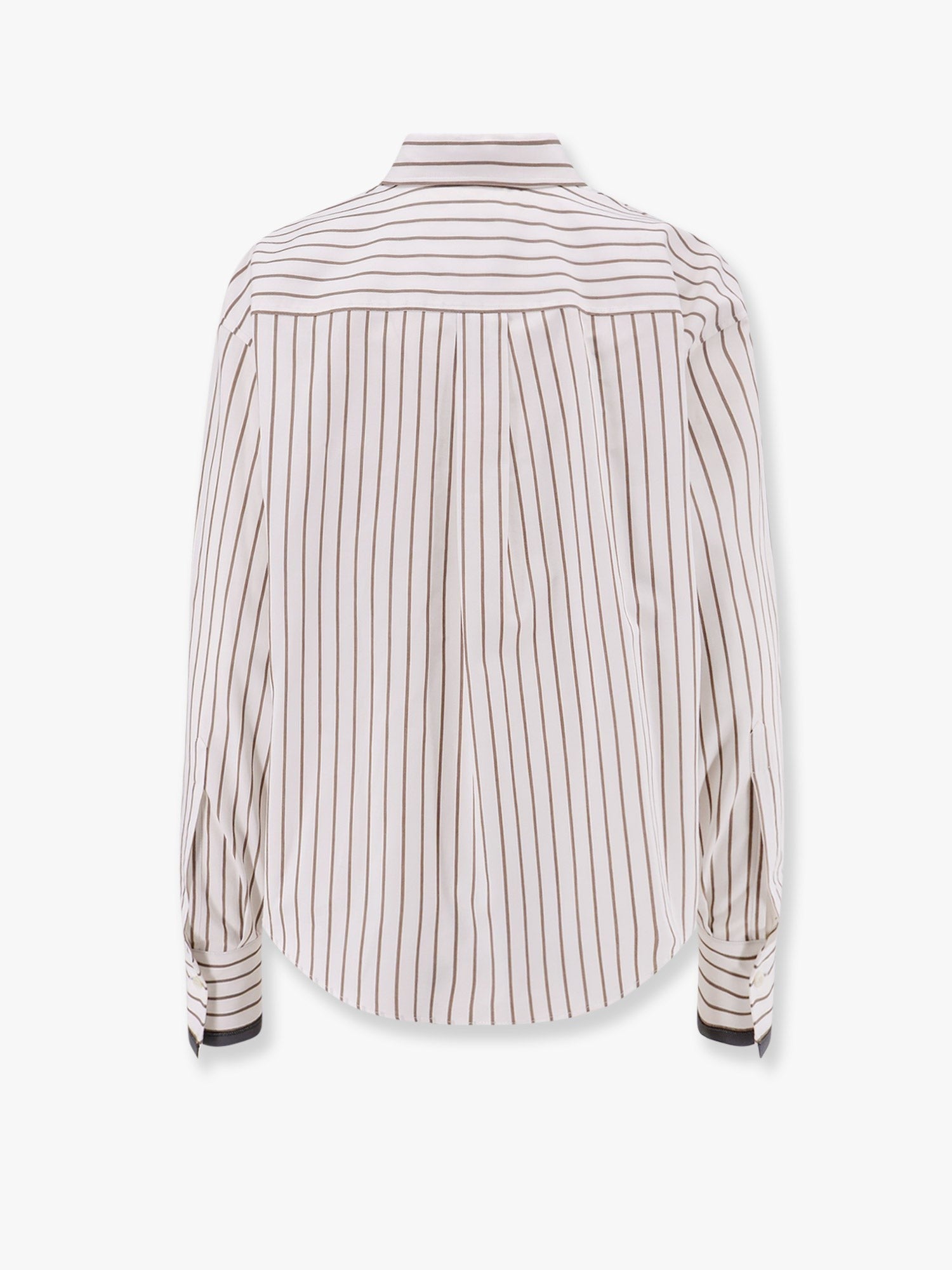 Brunello Cucinelli Gestreiftes Baumwollhemd mit Monili-Detail