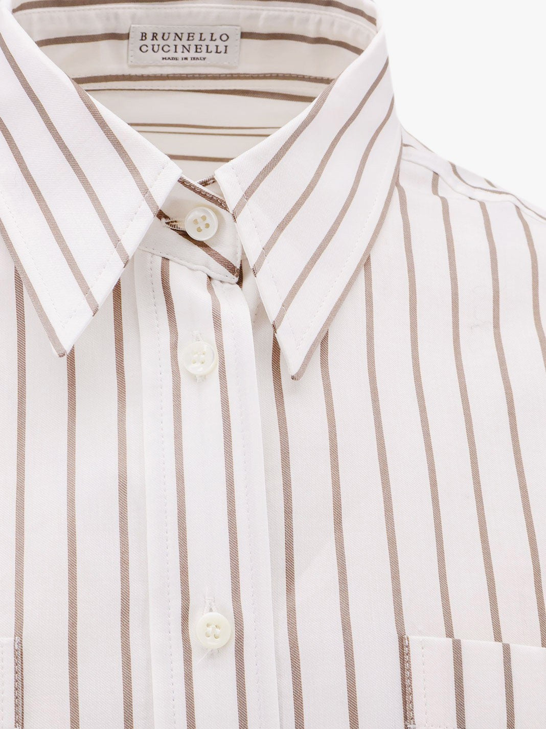 Brunello Cucinelli Gestreiftes Baumwollhemd mit Monili-Detail