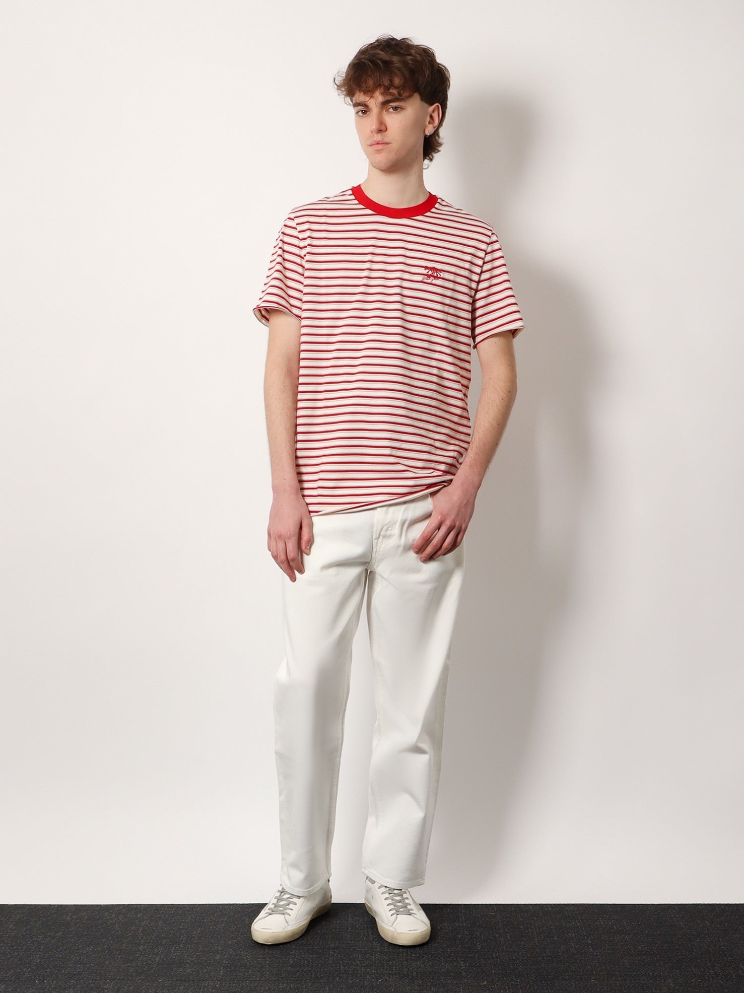Golden Goose Deluxe Brand Striped cotton t-shirt with logo