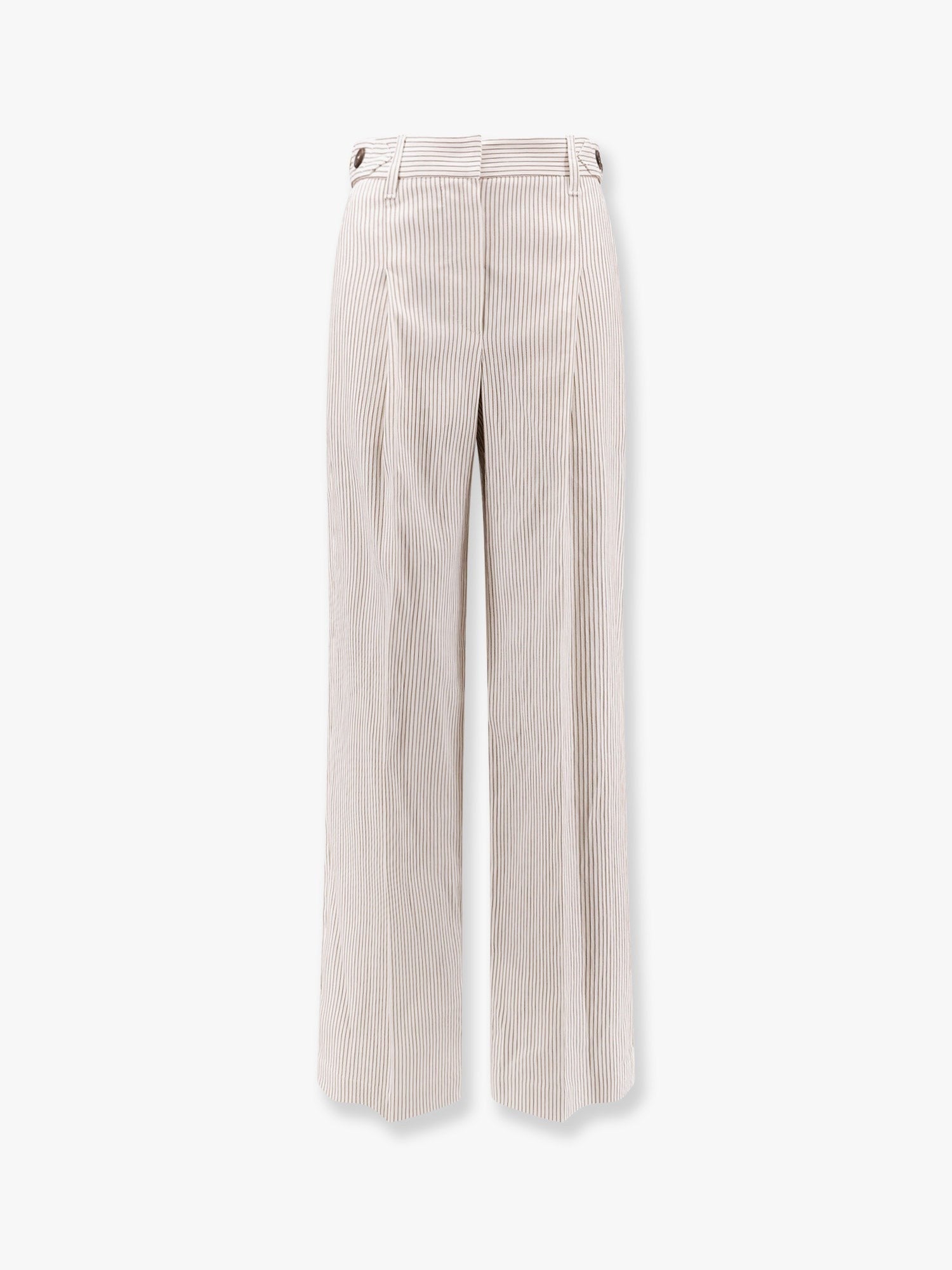Brunello Cucinelli Pantalones de lino y algodón a rayas