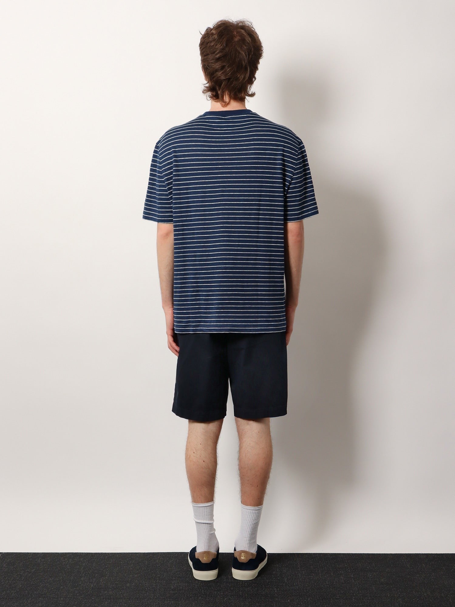 Tシャツ・カットソー BRUNELLO CUCINELLI Striped linen stretch jersey t-shirt Blu Brunello Cucinelli Striped linen stretch jersey t-shirt