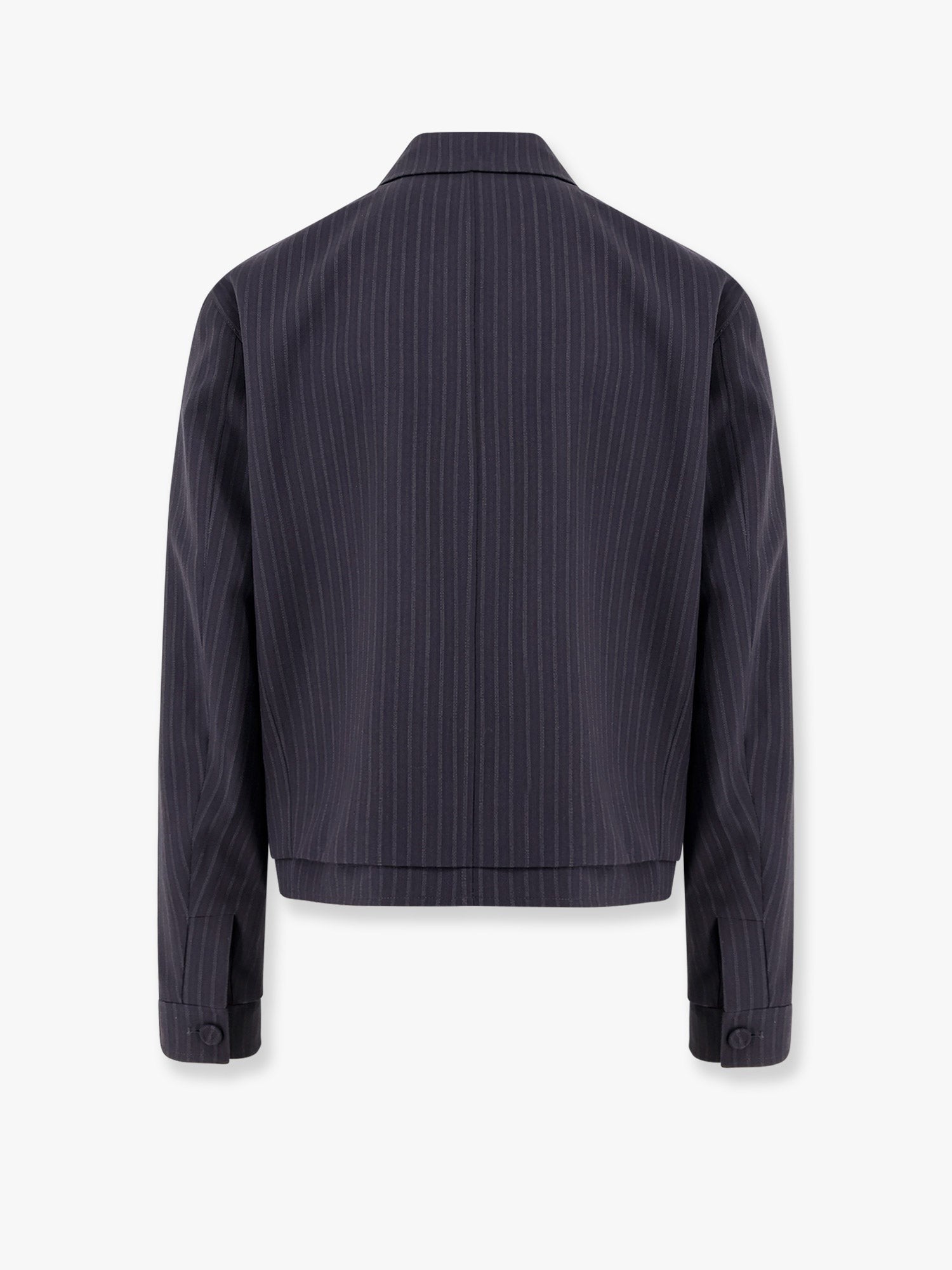 Dior Giacca in lana a righe con colletto semi-francese