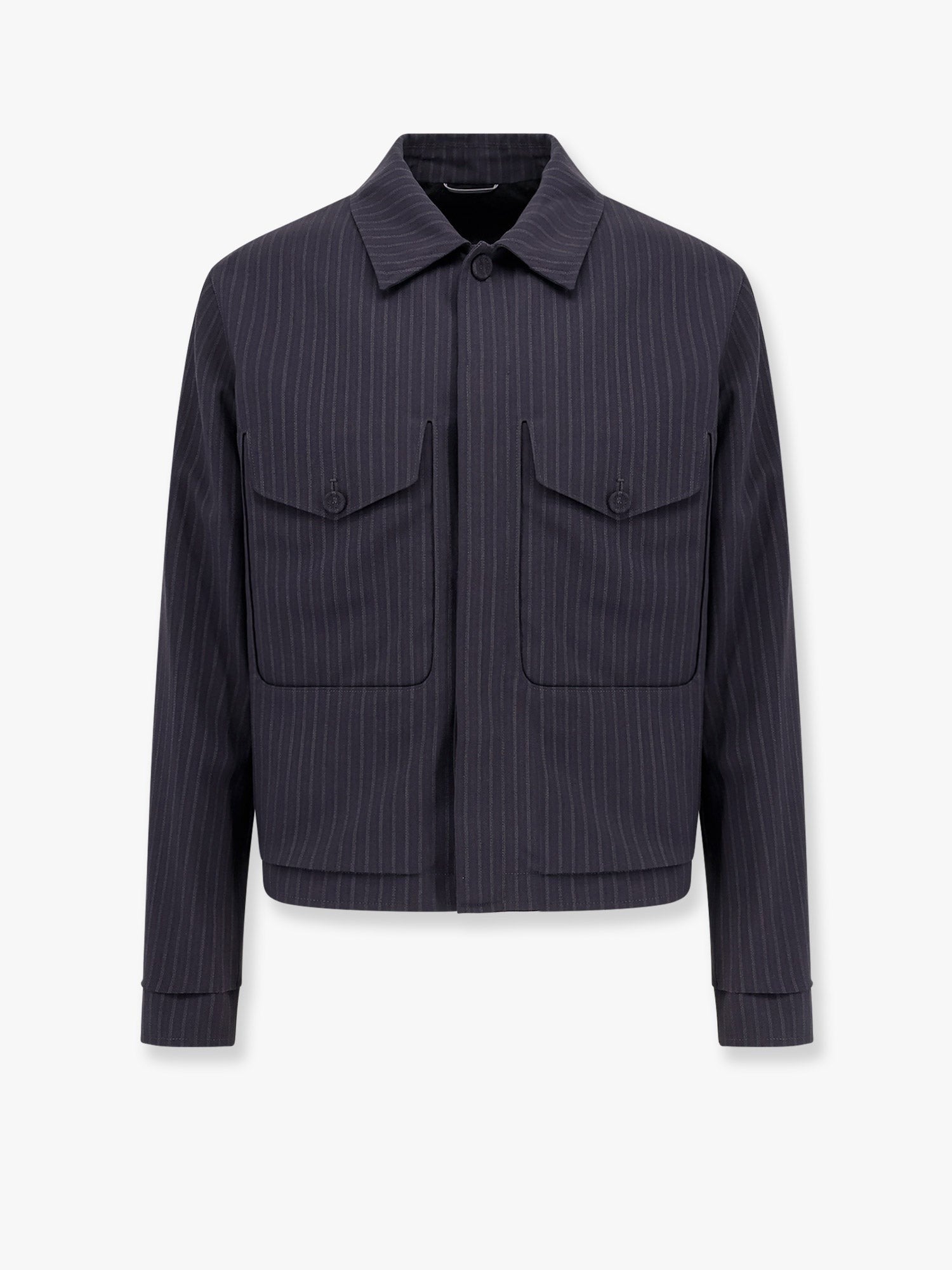 Dior Giacca in lana a righe con colletto semi-francese