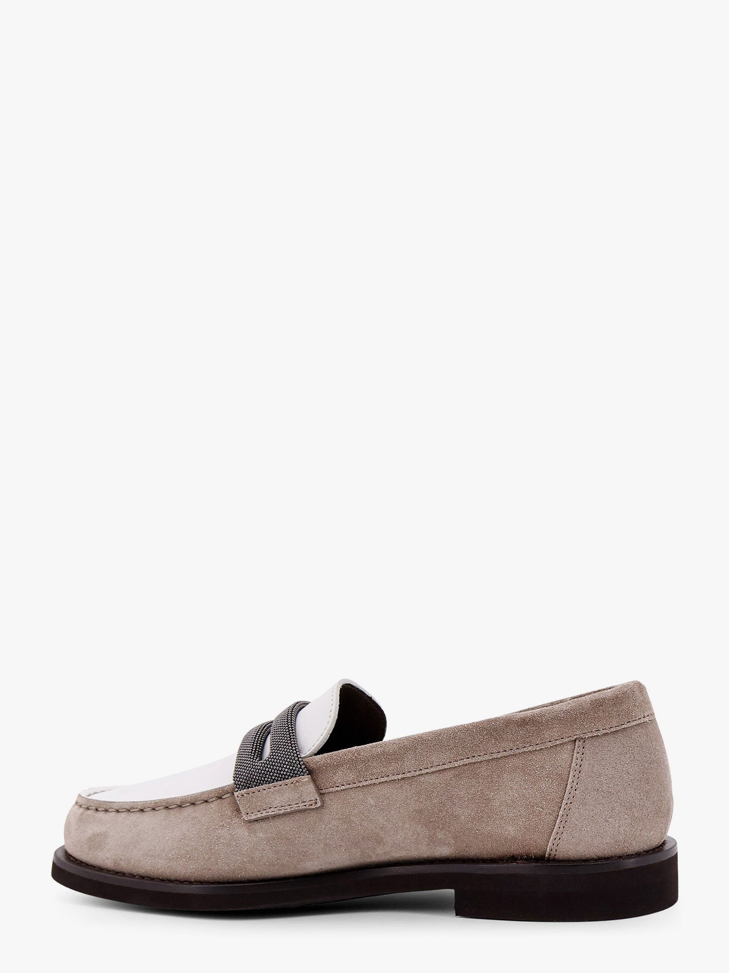 Brunello Cucinelli Suede and leather loafer with monili detail