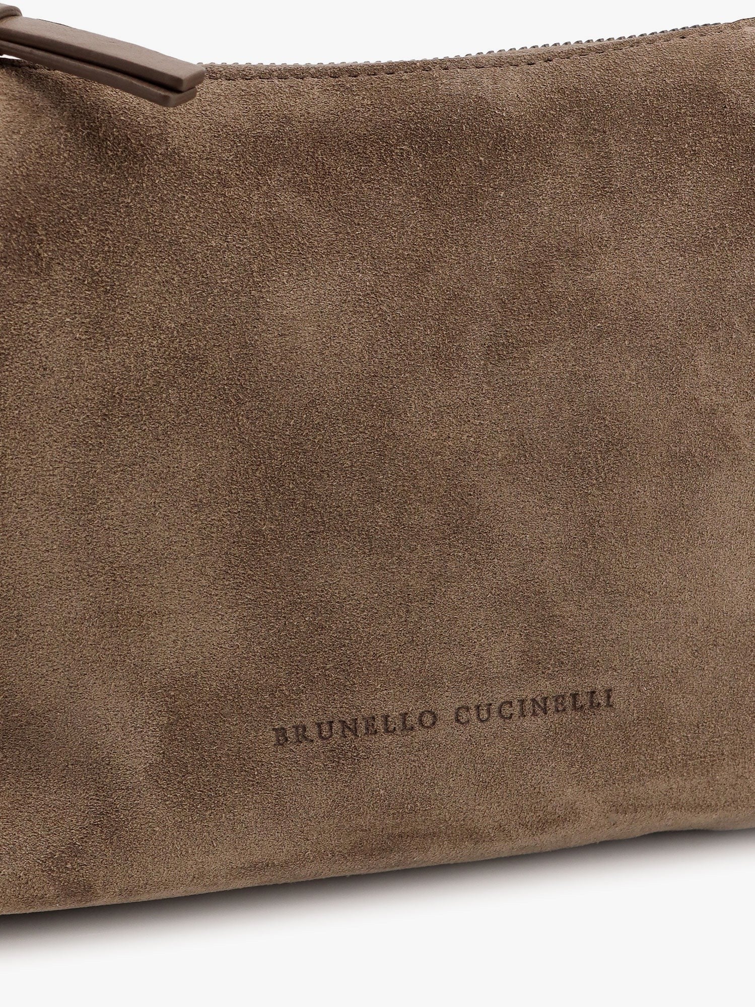 Brunello Cucinelli حقيبة كتف من الشمواه والجلد مع تفاصيل Monili