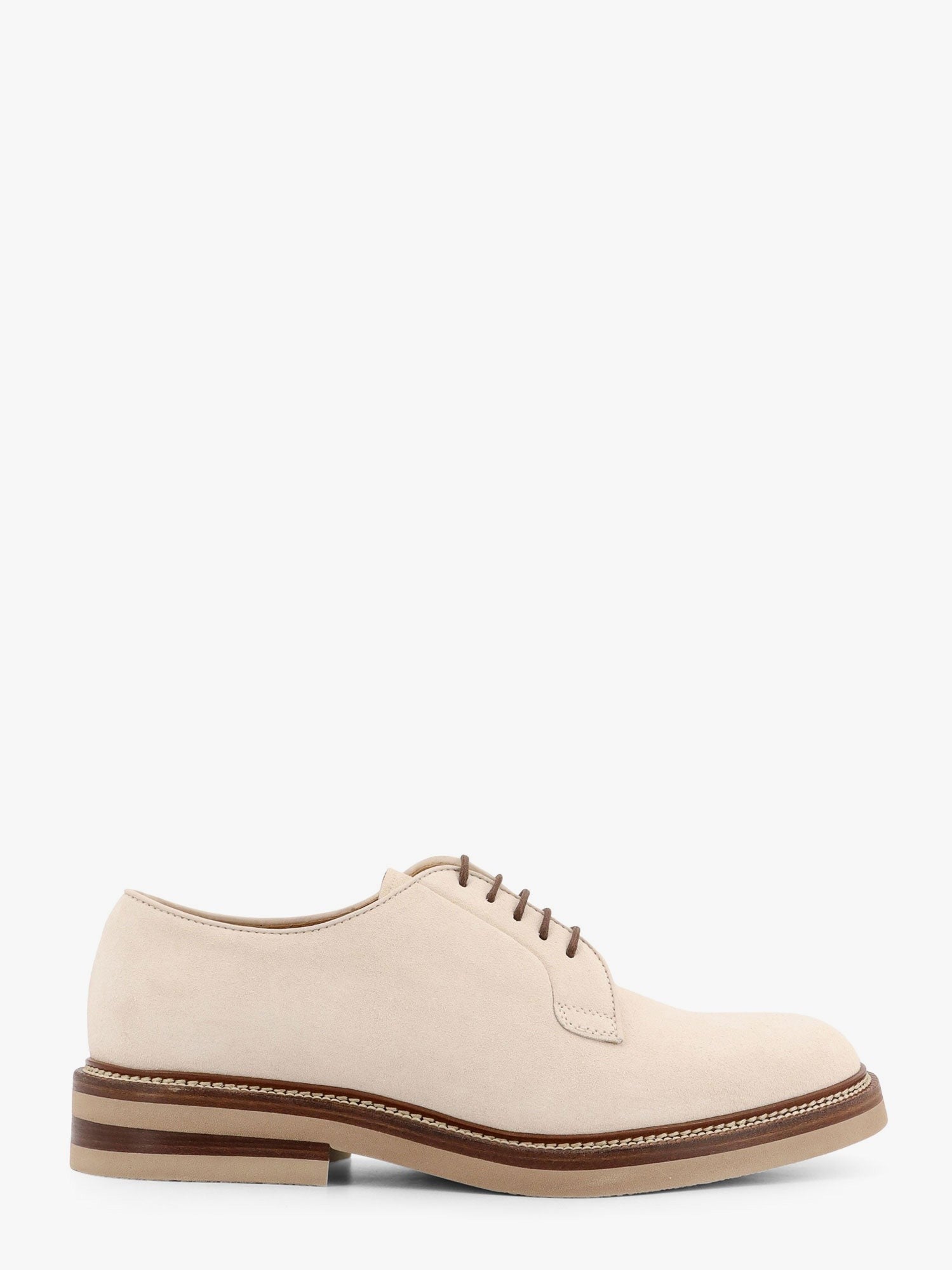 Brunello Cucinelli Zapato de ante con cordones y entresuela en contraste