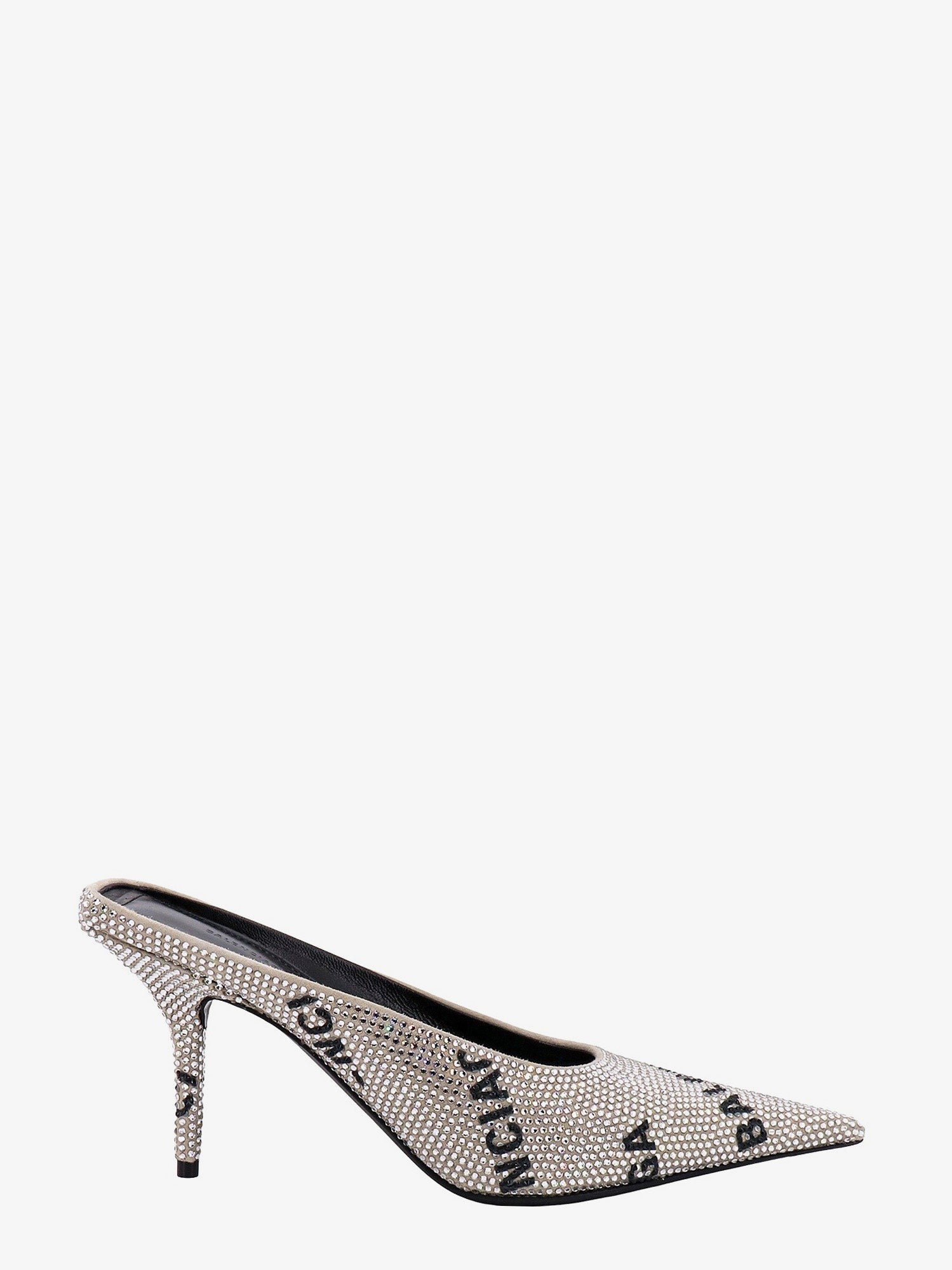 Balenciaga Mule i semsket skinn med heldekkende rhinsteiner