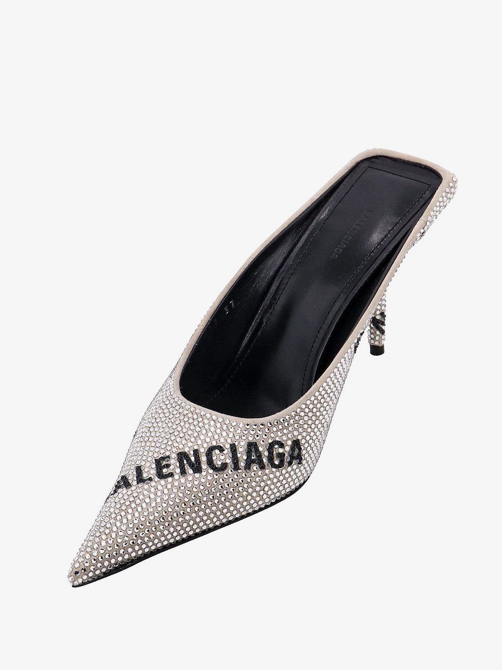 Balenciaga Mule i semsket skinn med heldekkende rhinsteiner