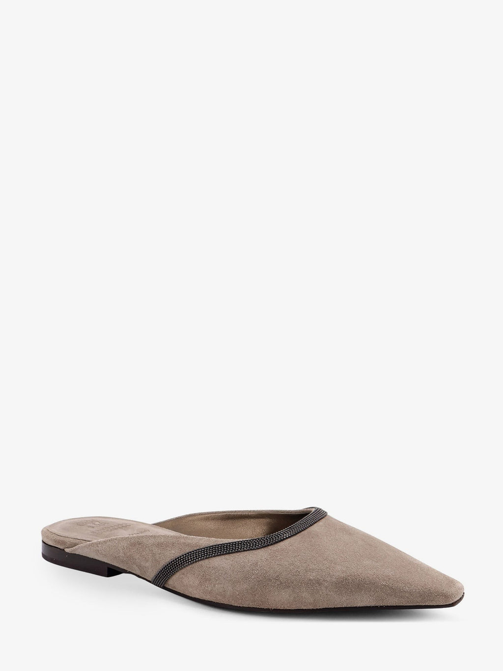 Brunello Cucinelli Suede mule with Monili detail