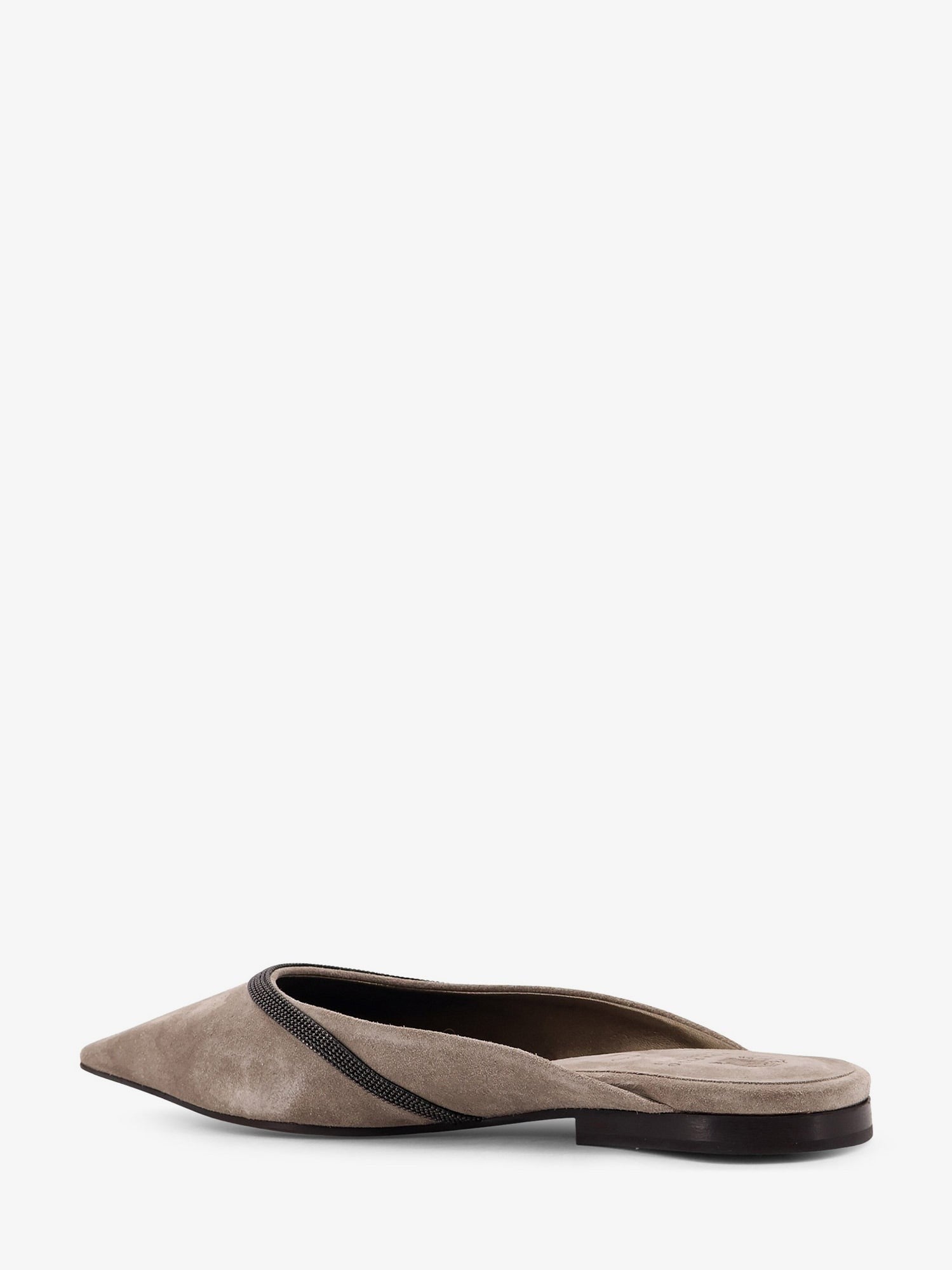 Brunello Cucinelli Suede mule with Monili detail